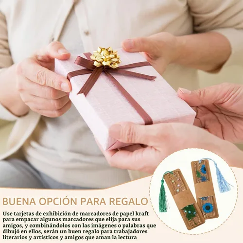 Vista 7 de Fumete 50 piezas de fundas de marcapáginas de resina a granel de 5.9 x 1.8 pulgadas, fundas de papel kraft para marcapáginas, tarjetas
