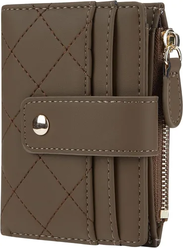 Vista 53 de Cartera de cuero para mujer, pequeña, compacta, plegable, con bolsillo para monedas con cremallera
