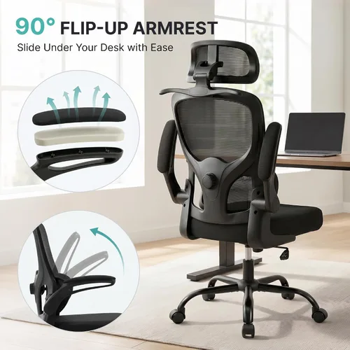 Vista 6 de Yulinck - Silla de oficina minimalista y elegante, silla de escritorio giratoria de altura ajustable, silla universal para computadora para el hogar