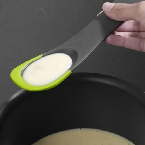 Vista 8 de Uni-tool - Utensilios de cocina de silicona 5 en 1, cuchara ranurada, girador, herramienta de corte, cuchara sólida y espátula en uno para cocina