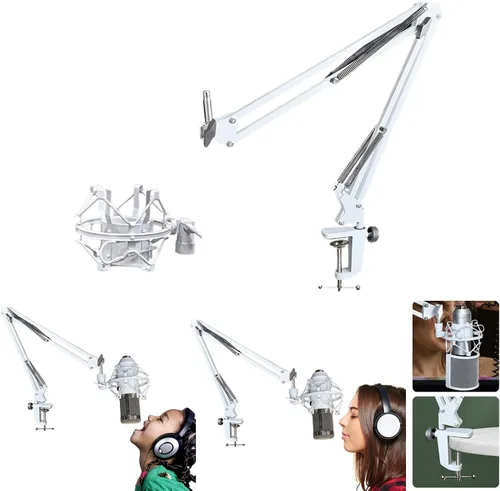 Vista 2 de NB35 Microphones Stand for Table Microphones Arm Swivels and MS089SV Microphones Shock Mount Silver for Track