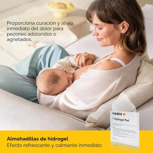 Vista 2 de Medela Almohadillas de Hidrogel, Alivio Instantáneo del Dolor para Pezones Agrietados o Doloridos por Amamantar y Extraer Leche, Humedad Refrescante