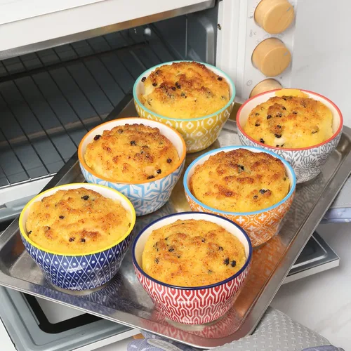 Vista 5 de Selamica Vasos de cerámica para caldo de 8 onzas, cuencos pequeños de 4 pulgadas, cuencos de postre para salsa de sopa, tazas de café, aptas