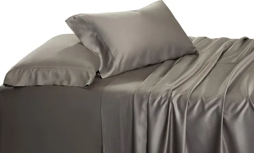 Vista 15 de Juego de sábanas sedosas y suaves de bambú-algodón híbrido, sábanas de cama 100 % de bambú-algodón. Azul