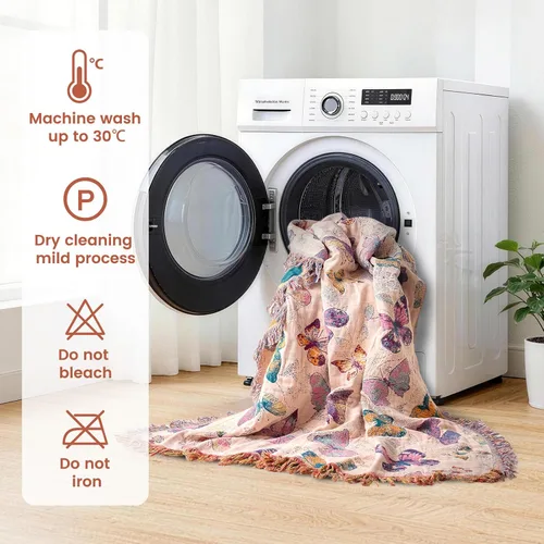 Vista 84 de MSGKV - Manta bohemia/primaveral de algodón para sofá y sala de estar, de gasa acogedora, de 50 x 60 pulgadas 50"x60" Cotton Throw, Woven Bird