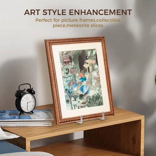 Vista 6 de Soporte para platos – Soporte de placa de metal de 8 pulgadas para exhibir – Soporte de fotos de mesa – Caballetes de hierro plateados para mostrar