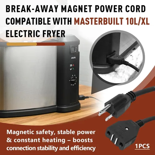 Vista 2 de 9001150010 Cable de alimentación magnético compatible con freidora eléctrica Masterbuilt 10L XL, cable de freidora magnética de repuesto