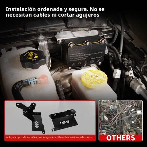 Vista 6 de LASFIT Kit de banco de interruptores auxiliares, panel de interruptor auxiliar Plug & Play estilo OEM, tablero de 4 botones 4 x 30 A para Wrangler