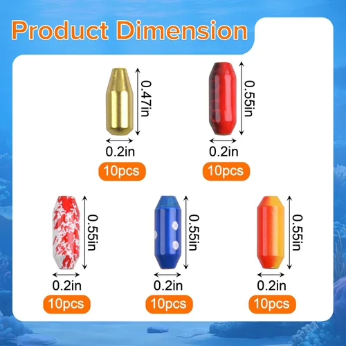 Vista 2 de Fishing Spinner Lure Bodies Kit, Painted Brass Lure Bodies for Spinner Making Lure Weights Assortment Inline Spinnerbaits Fishing Lure Making