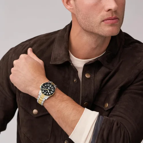 Vista 5 de Fossil Blue Dive FS6031 - Reloj de acero inoxidable con tres manecillas y fecha, dos tonos