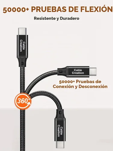 Vista 9 de CableCreation Cable USB C de 10 pies de carga rápida, cable USB C a C 4K