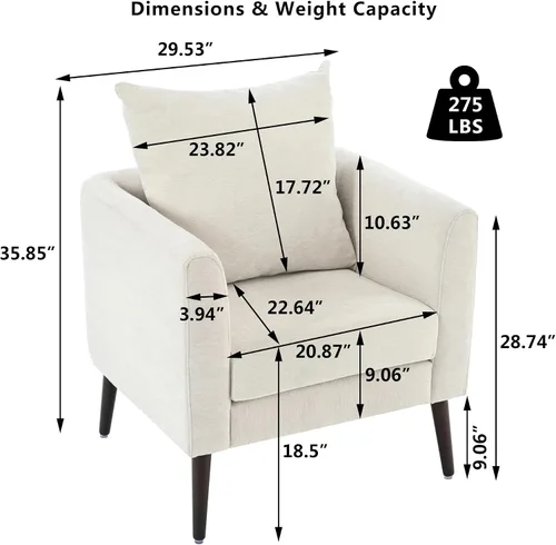Vista 2 de Setawix Silla decorativa de barril, sillón tapizado de chenilla, silla redonda moderna de mediados de siglo, cómoda silla con brazo de barril