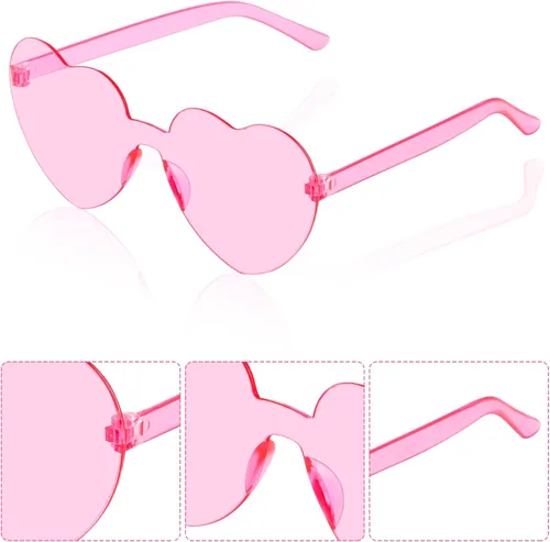 Vista 3 de 30 lentes de sol en forma de corazón, sin marco, transparentes, regalos de fiesta para mujeres