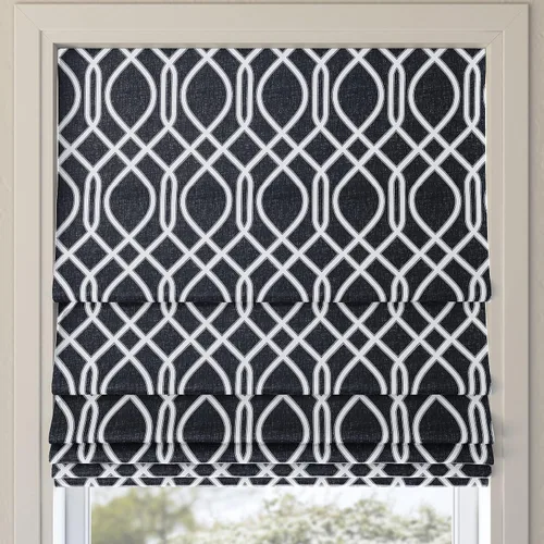 Vista 9 de Sun Zero Dyer Modern Trellis Total Blackout - Persiana romana sin cordón, 31 x 64 pulgadas, color blanco