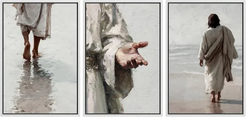 Vista 92 de SIGNFORD - Set de obras de arte en lienzo enmarcado para pared, ilustraciones abstractas de neblina del desierto en tonos neutros beige y marrón