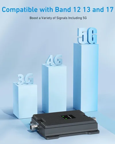 Vista 2 de Amplificador de señal de teléfono celular para Verizon y AT&T Hasta 4,500 pies cuadrados Mejora la señal 4G LTE 5G en la banda 12/13/17