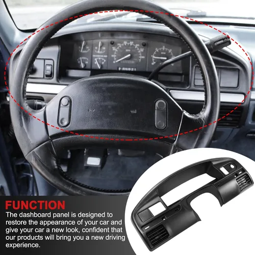 Vista 6 de Contorno de panel de tablero de instrumentos negro de reemplazo para Ford F250 F350 F Series Super Duty 7.3L V8 Diesel 1994-1997 F4TZ-15044D70-C