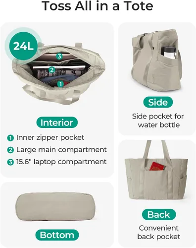 Vista 73 de BAGSMART Bolsa de mano para mujer con cremallera, bolsa de gimnasio con compartimentos, bolsa de trabajo para enfermera, baile, bolsa de yoga
