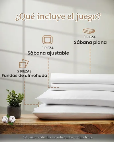 Vista 3 de Juego de sábanas individuales de 100% algodón egipcio, 4 piezas, sábanas blanco (01. White)