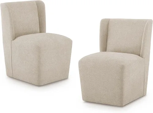 Vista 26 de KISLOT Juego de 1 sillas de comedor tapizadas con ruedas, color beige