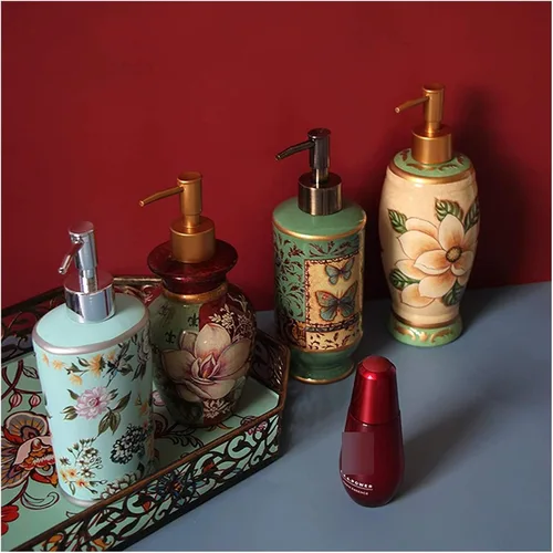 Vista 4 de Soap Dispenser Soap Dispenser Bottles American Retro Ceramic Soap Dispenser European Creative Hotel Press Bottle Bottling High-end Club Soap