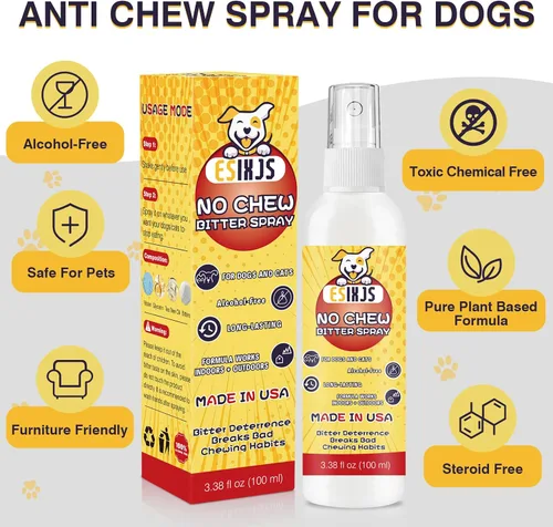 Vista 3 de Spray sin masticar para perros y gatos en aerosol de manzana amarga para cachorros, 10.14 onzas líquidas