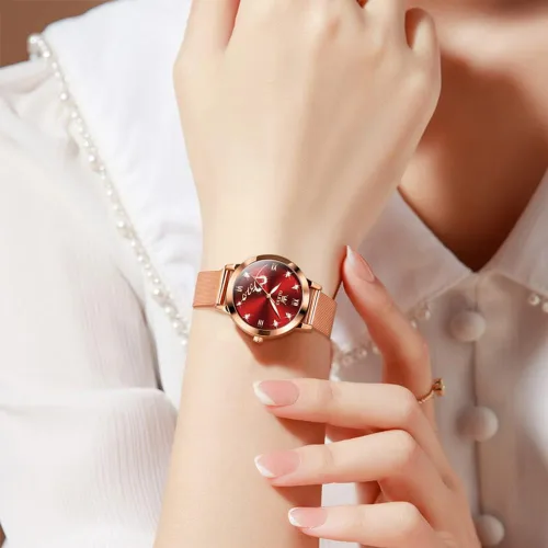Vista 7 de OLEVS Relojes de mujer de cuarzo japonés de oro rosa para mujer, impermeables, de acero inoxidable, casual, para mujer
