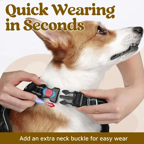 Vista 2 de rabbitgoo Arnés para perro de tamaño pequeño, chaleco para perro sin tirones con 3 hebillas, arnés ajustable y acolchado suave para mascotas con asa