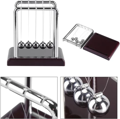 Vista 3 de DEWIN Newtons Cradle Pendulum Steel Balance Bola magnética oscilante de movimiento perpetuo, juguete de escritorio de ciencia física, juguete