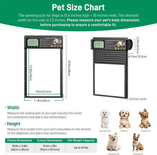 Vista 2 de Puerta automática para mascotas, radar de puerta de perro, modos de temporizador y sensor de luz, puerta recargable solar y USB, aluminio duradero
