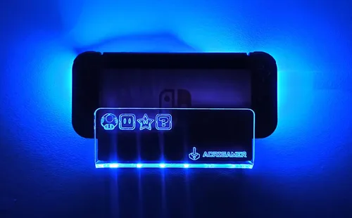 Vista 4 de ACRIGAMER Wall Mount for Nintendo Switch O NS OLED with RGB LED Kit Multi-Colour