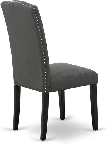 Vista 8 de East West Furniture ESEN3-BCH-20 - Juego de mesa y sillas de cocina de 3 piezas contiene una mesa redonda de comedor con pedestal y 2 sillas Parsons