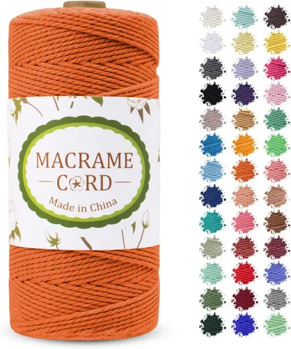 Vista 39 de Cordón de macramé de 0.079 pulgadas, hilo de cuerda de macramé de color de 0.07 pulgadas x 219 yardas, cuerda de algodón natural, 3 hebras para Aqua
