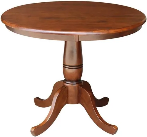 Vista 8 de Whitewood Industries International Concepts Mesa de pedestal redonda Pecan Nuez pacana