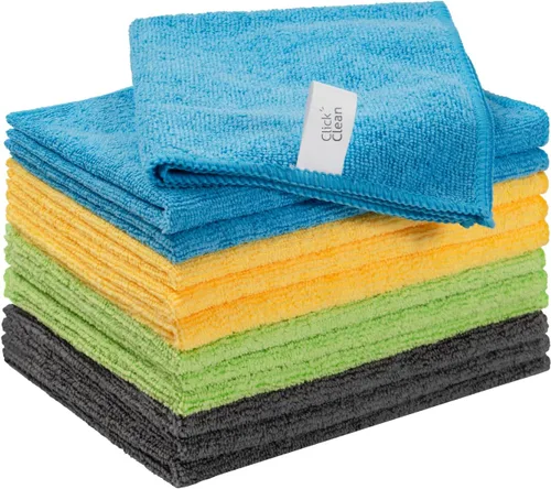 Vista 10 de CLICK CLEAN Paños de limpieza de microfibra, paquete de 24, tamaño 12 x 16 pulgadas, sin pelusas, sin rayas, toallas de limpieza reutilizables