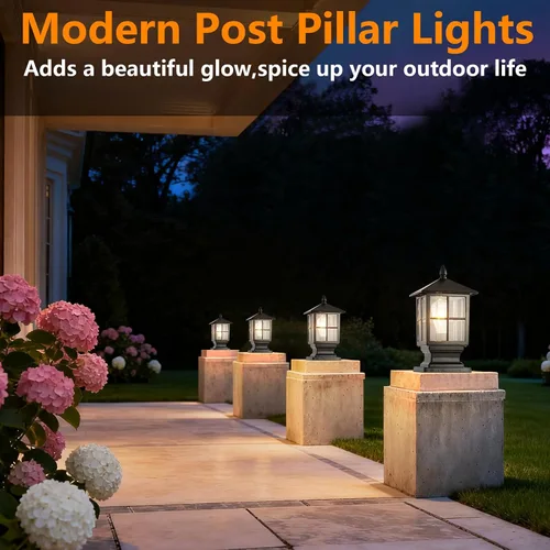 Vista 3 de SLAWA Lámpara de poste para exteriores, modernas luces de columna para exteriores, IP54, impermeables, de aluminio, iluminación al aire libre