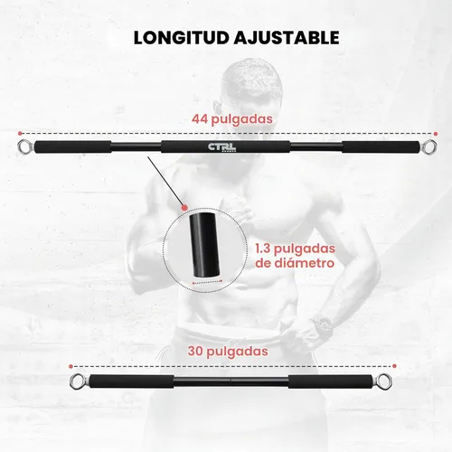 Vista 2 de Resistance Band Bar for Fitness – Workout Bar for Exercise, Squat, Biceps, Triceps, Shoulders, Back – Adjustable 3 Parts Bar for Resistance Bands