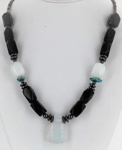 Vista 7 de $280Tag Collar de plata certificada Navajo Turquesa Onyx Nativo Americano 25207 Hecho por Loma Siiva, Metal Piedra, turquesa estabilizada