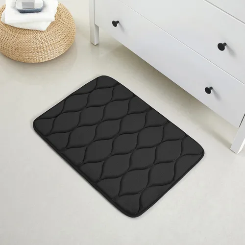 Vista 6 de Yafa Home Fashion 1 alfombra de baño de 17 x 24 pulgadas, espuma viscoelástica, absorbente de agua y antideslizante, color negro