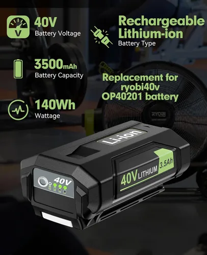Vista 7 de 40V OP40401 Reemplazo para batería Ryobi 40V 3.5Ah Compatible con Ryobi 40V Volt batería de litio OP40602 OP40601 OP40605 OP4026 OP40201 OP4040