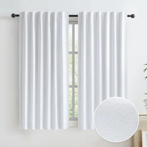 Vista 20 de KEQIAOSUOCAI - Cortinas opacas naturales de 108 pulgadas de largo, cortinas modernas con pestaña trasera, paneles plisados para sistema de cortina