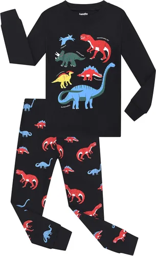 Vista 2 de Benaive Pijamas para niños, pijamas de algodón para niños, conjunto de 4 piezas con pantalones para niños