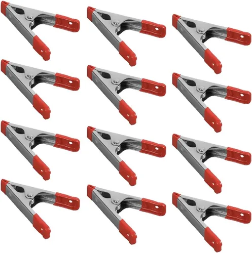Vista 2 de Wideskall® Abrazaderas de resorte de metal de 4 pulgadas con mango recubierto de PVC rojo y puntas (paquete de 8)