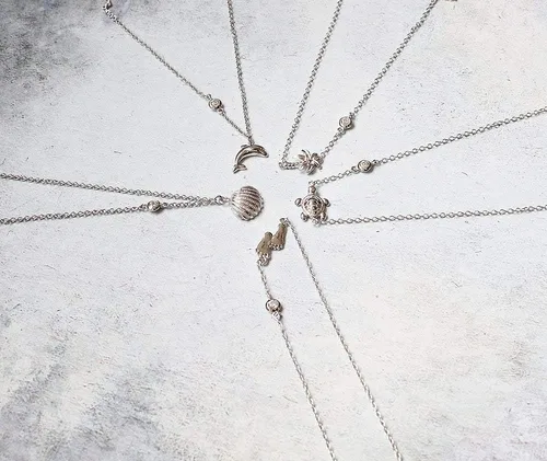 Vista 3 de Pulsera tobillera de plata de ley 925 con diseño de tortuga
