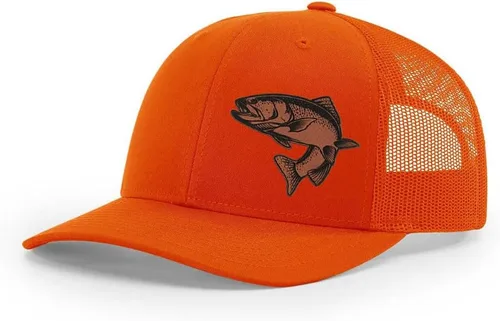 Vista 8 de Sombrero de pesca de trucha con parche de cuero grabado láser Richardson 112 Snapback Trucker Cap