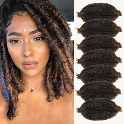 Vista 19 de Cabello para Trenzas Marley Twist de 10 pulgadas Negro 3 Paquetes Cabello Afro Twist Elástico Preseparado para Locs Suaves Cabello Spring Twist