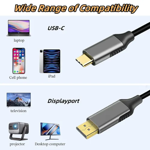 Vista 4 de Cable USB C a DisplayPort de 6 pies, DP a USB C para monitor