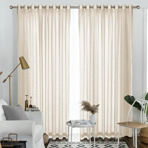 Vista 41 de Melodieux Cortinas Semitransparentes Negras de 63 Pulgadas de Largo para Ventanas Pequeñas de Sala de Estar y Dormitorio con Aspecto de Lino Rústico