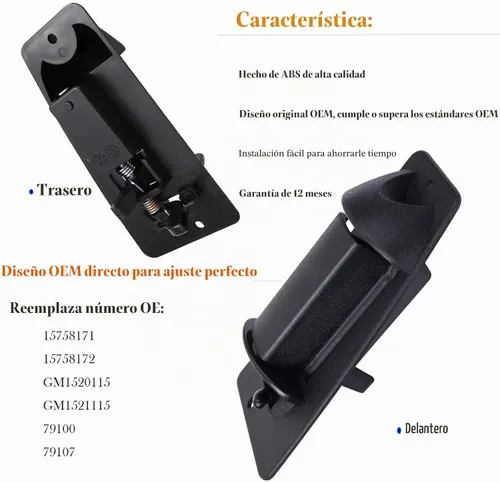 Vista 4 de Manija exterior de la puerta del pasajero del conductor trasero para Chevy GMC Extended Cab