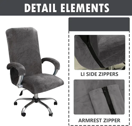 Vista 2 de Funda de terciopelo para silla de oficina con fundas para brazos, fundas elásticas para sillas de escritorio de computadora, fundas universales